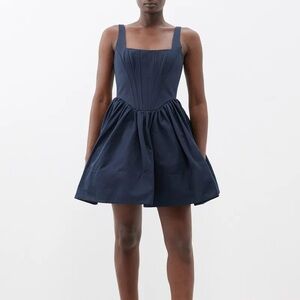 STAUD Landscape Corset Mini Dress in Navy sz 6